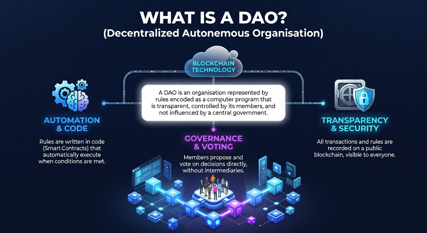 What Is a DAO in Blockchain? Core Concepts, Benefits & How It Works | Clicks Gorilla Discover the core idea behind DAOs (Decentralized Autonomous Organizations) in blockchain — from smart contract automation and governance voting to transparency and security. Just like a DAO eliminates central control, Clicks Gorilla eliminates guesswork from your digital growth. As a trusted provider of SEO services in Ahmedabad, we help businesses build authority, visibility, and trust in a decentralized digital world. Understand the future of Web3 — and let us future-proof your online presence today.